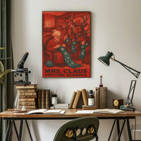 Mrs. Claus Knitting Scarves Poster