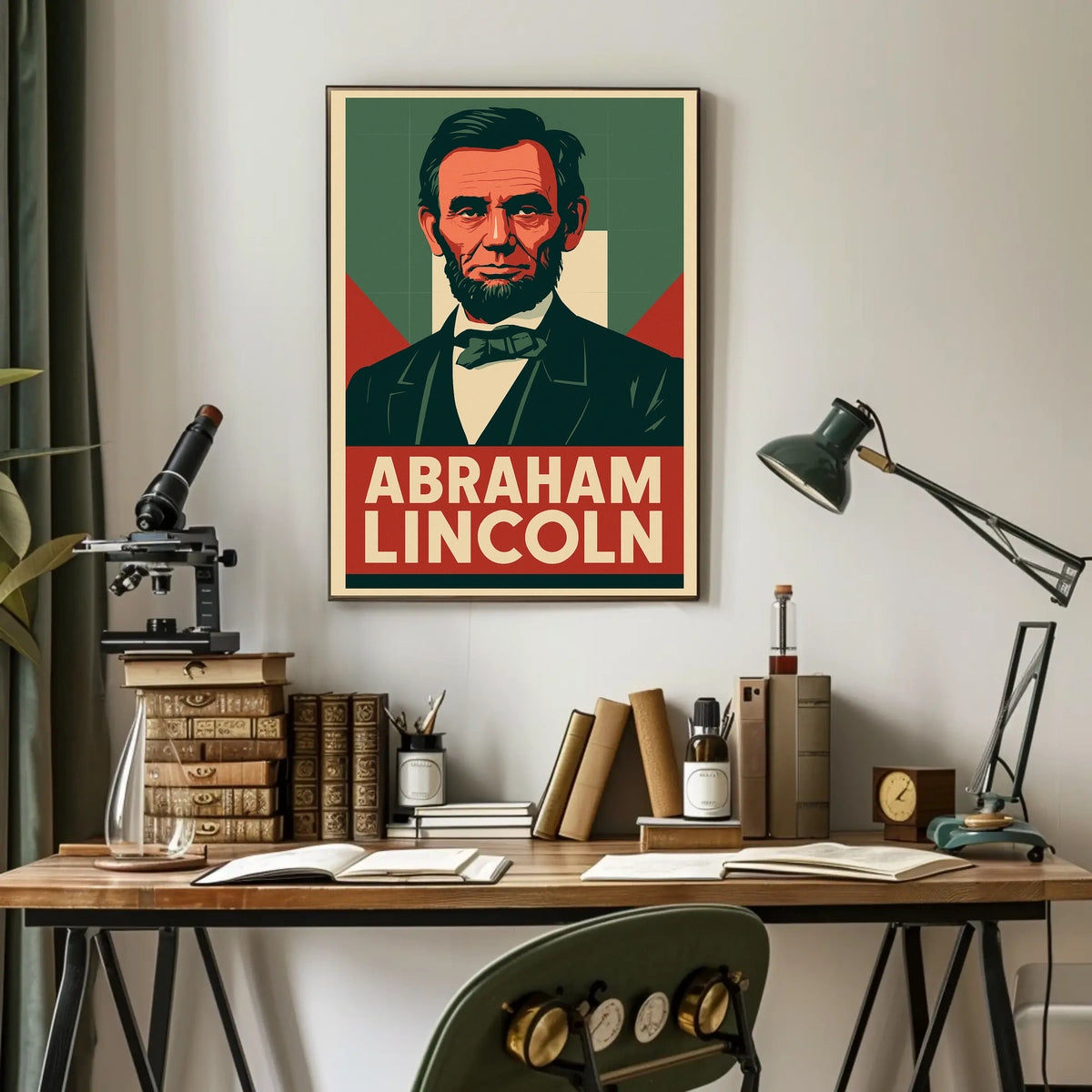 Abraham Lincoln Historic Portrait Vintage Ads Photography Realism Civil War Era US History Patriotic Decor Poster