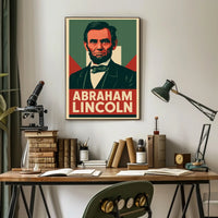 Abraham Lincoln Historic Portrait Vintage Ads Photography Realism Civil War Era US History Patriotic Decor Poster
