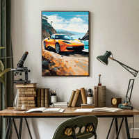 Modern Sports Car Adventure Coastal Road Travel Poster