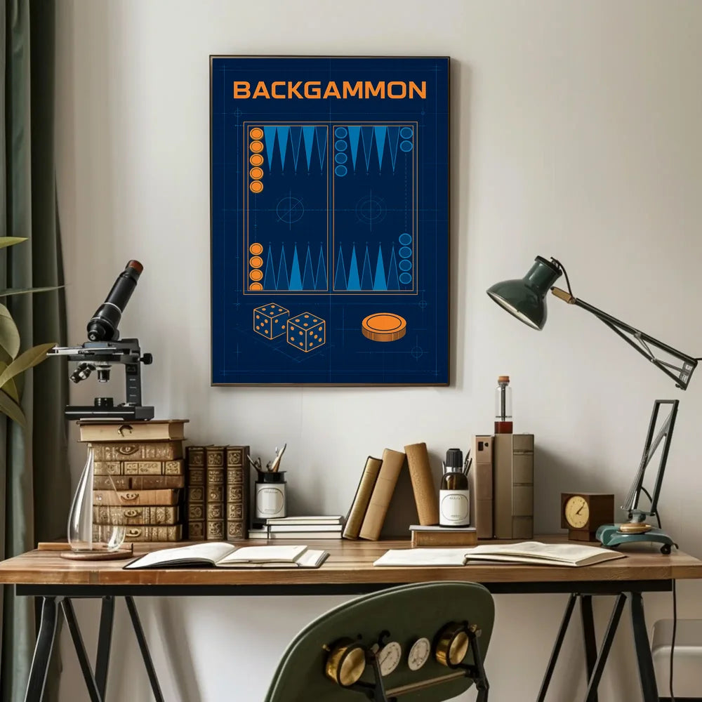 Backgammon Blueprint Art: Abstract or Artistic Poster