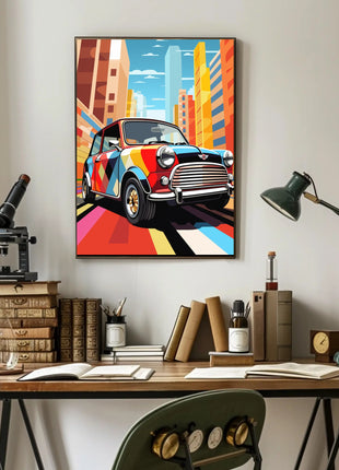 Retro City Pop Art Car Artistic Poster