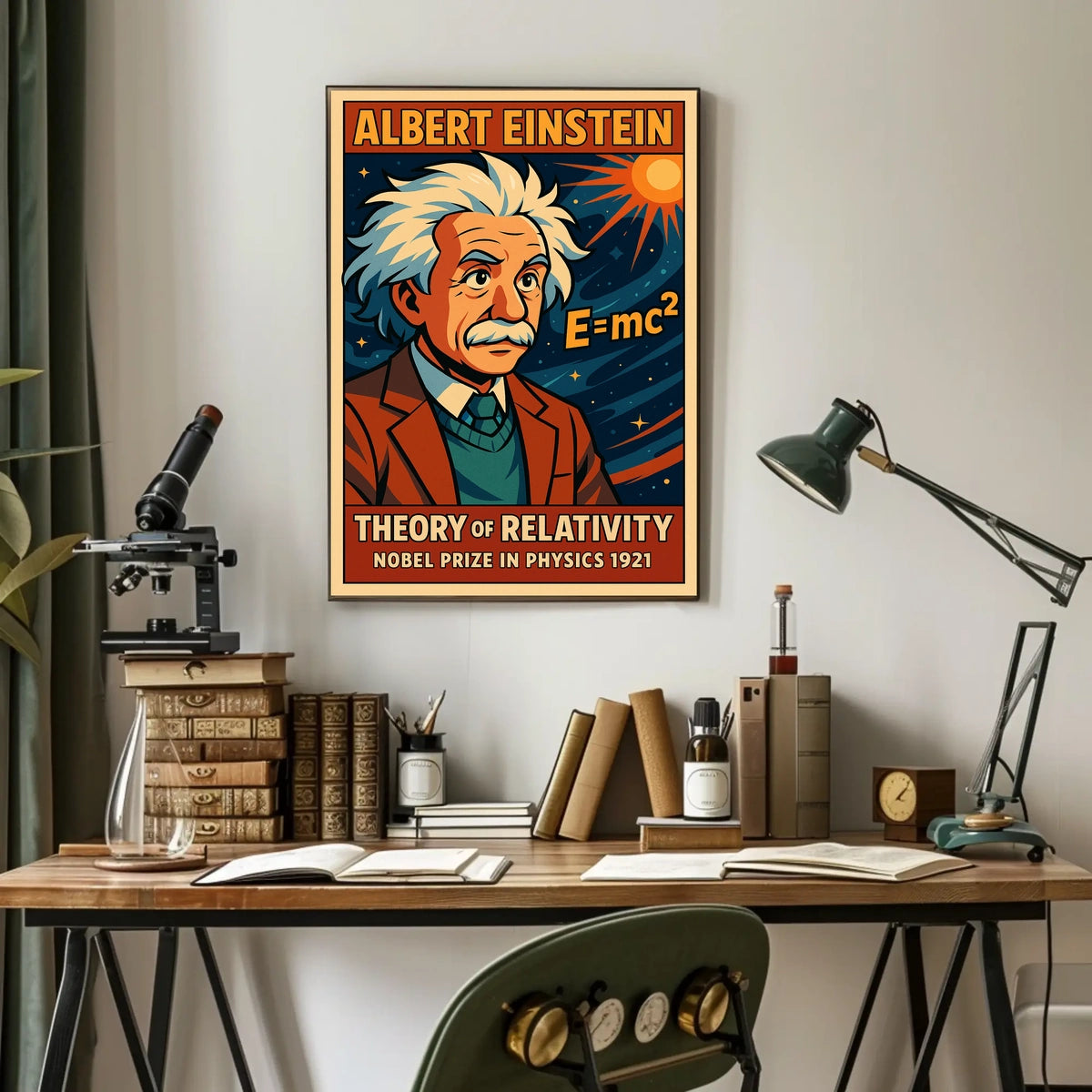 Einstein Relativity Theory Educational Vintage Science Gallery Quality Classic Intellectual Decor Poster