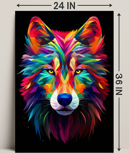 Vibrant Wolf Art Poster PosterGoat