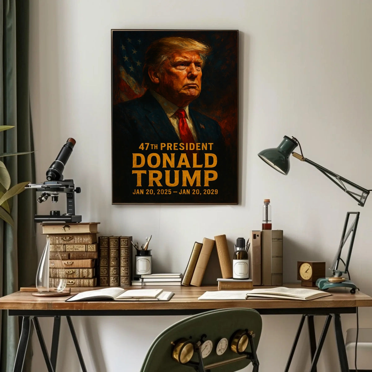 Trump Visionary Leader Patriotic Oil Painting Poster