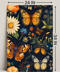 Colorful Nature Art: Butterfly and Flower Animal Poster