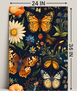 Colorful Nature Art: Butterfly and Flower Animal Poster