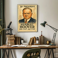 Herbert Hoover 31st President of the United States Exaggerated Cartoon Sketch Poster