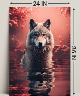 Majestic Wolf In Enchanted Waters Poster PosterGoat