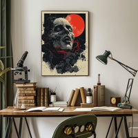 Cosmic Skull Surreal Art Poster: Eerie Fantasy Design