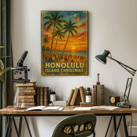Honolulu Island Christmas Poster
