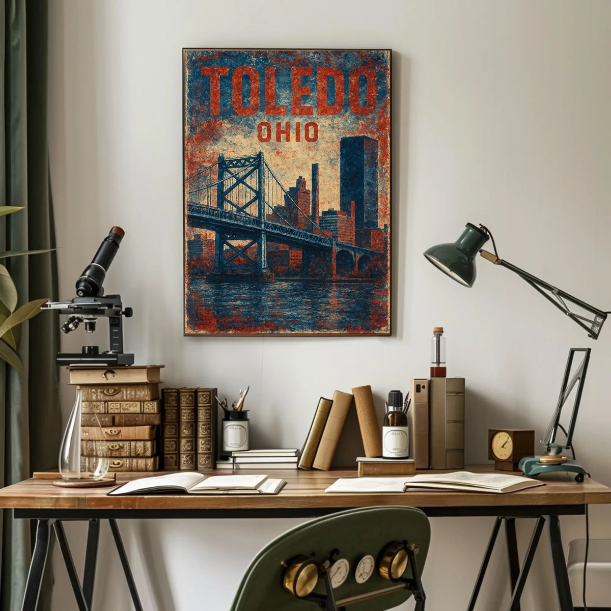 Toledo Ohio Vintage Cityscape Bridge Retro Typography Heritage Urban Pride Timeless Classic Poster
