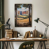 Clothesline Between Two Trees Overlooking Countryside Poster
