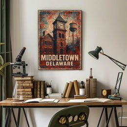 Middletown Americana Vintage Cityscape Poster