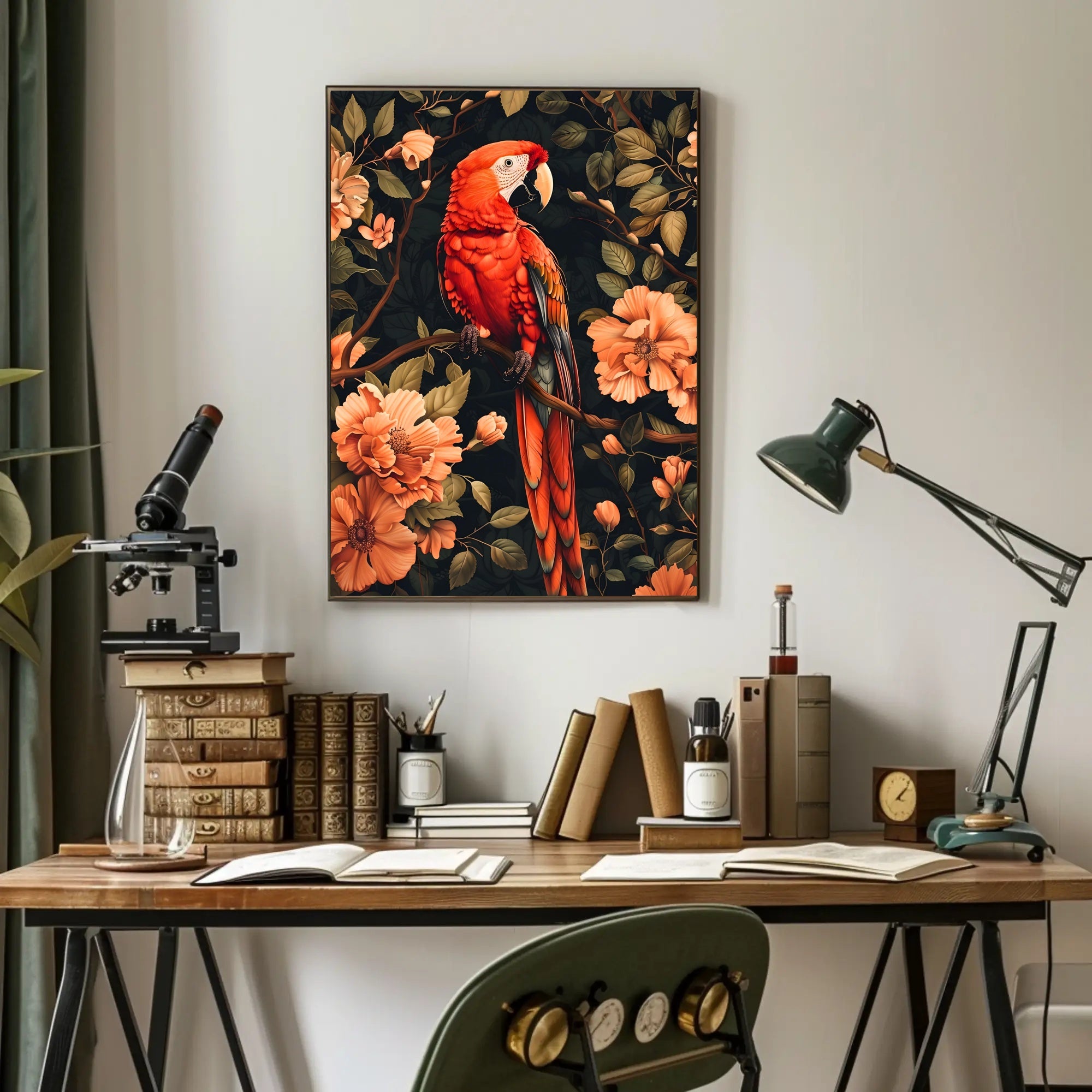 Vibrant Parrot Floral Paradise Poster