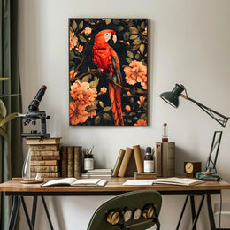 Vibrant Parrot Floral Paradise Poster