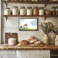 Serene Windmill Landscape Poster