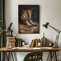 Vintage Worn Pair Of Cowboy Boots Still Life Poster