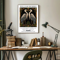 Elegant Herons Morris-Inspired Vintage Artistic Poster