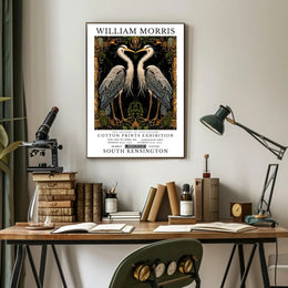 Elegant Herons Morris-Inspired Vintage Artistic Poster