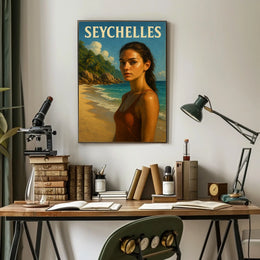 Seychelles Beach Scene Poster