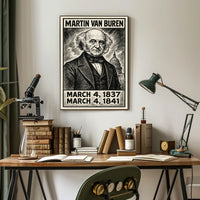 Martin Van Buren 8th President of the United States B & W Comic Sketch Poster