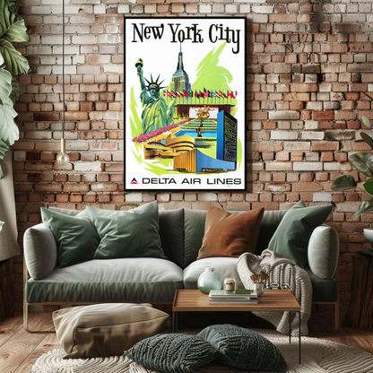 New York City Air Lines Travel Poster