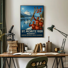 St. Moritz 1928 Norway Winter Olympic Poster