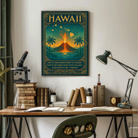 Hawaii Volcano Art Deco Poster: Tropical Adventure