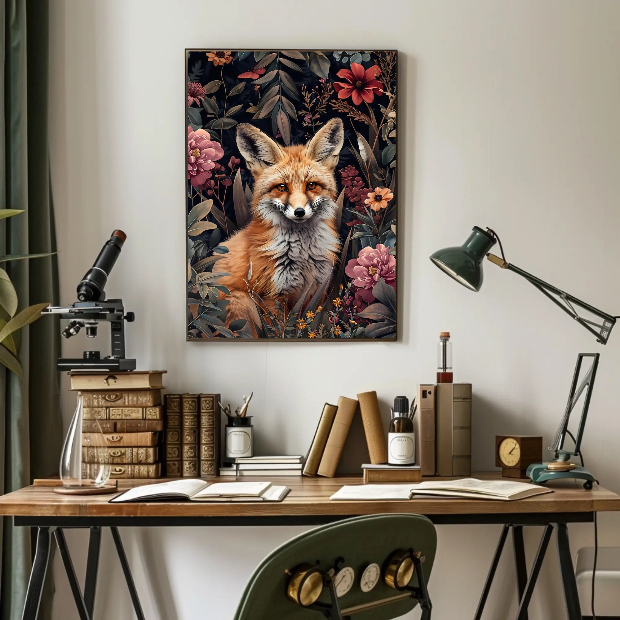 Fox in Floral Wonderland Poster Wall Art