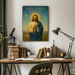 Religious Figure Prayer Scene: Cultural or Heritage Poster