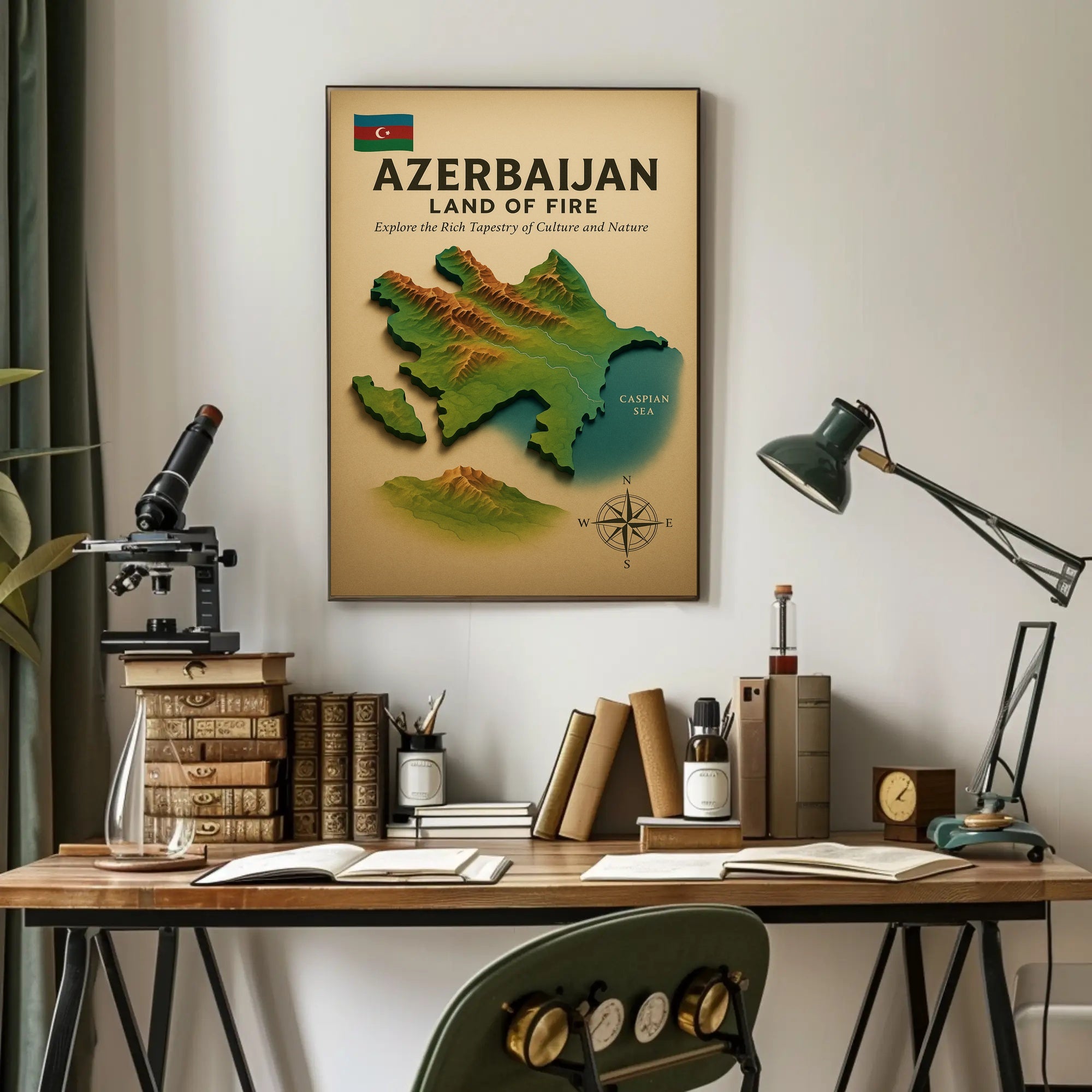 Azerbaijan Land of Fire Geographic Travel Poster