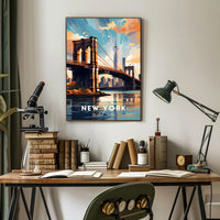 Brooklyn Bridge at Sunset Urban or Cityscape Poster