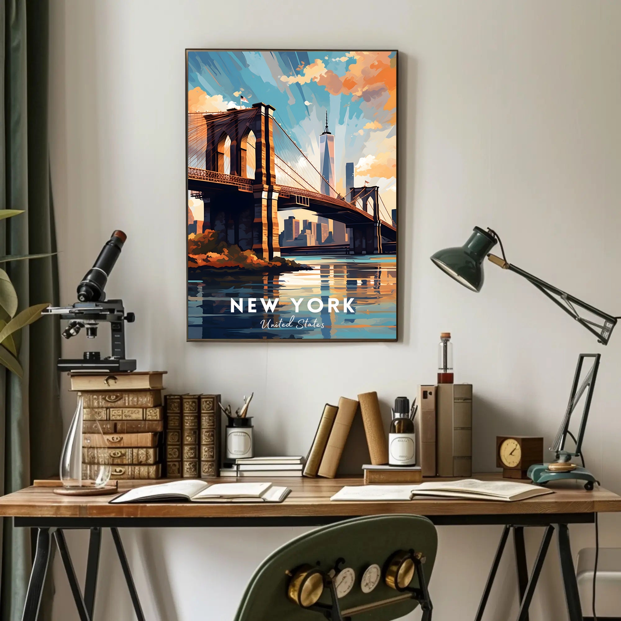 Brooklyn Bridge at Sunset Urban or Cityscape Poster