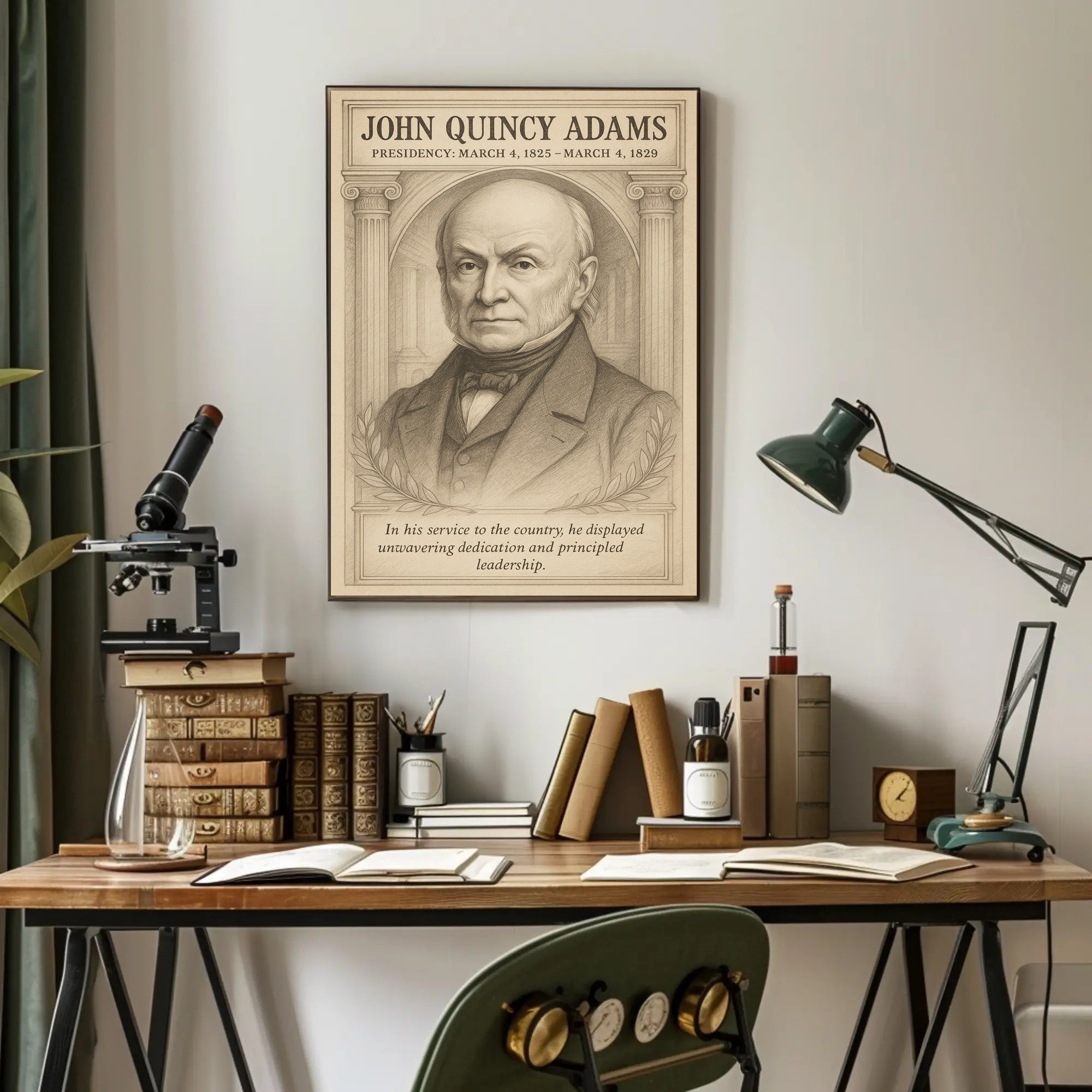 John Quincy Adams 6th President Sketch Poster Wall Art Print PosterGoat