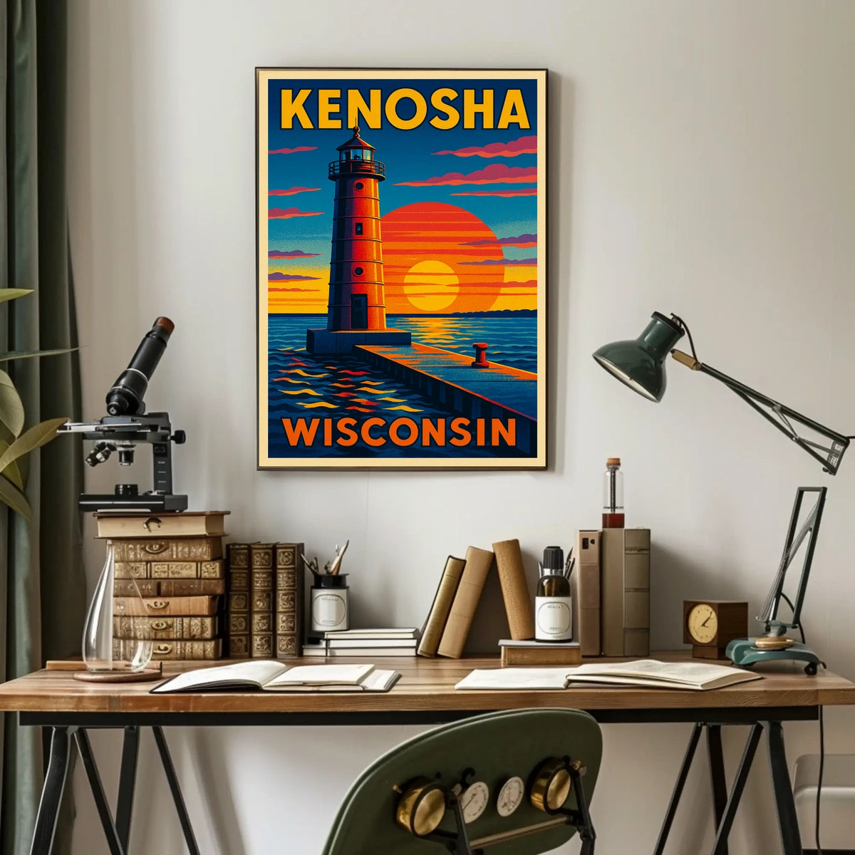 Kenosha Lighthouse at Sunset Poster
