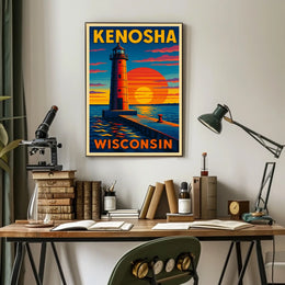 Kenosha Lighthouse at Sunset Poster