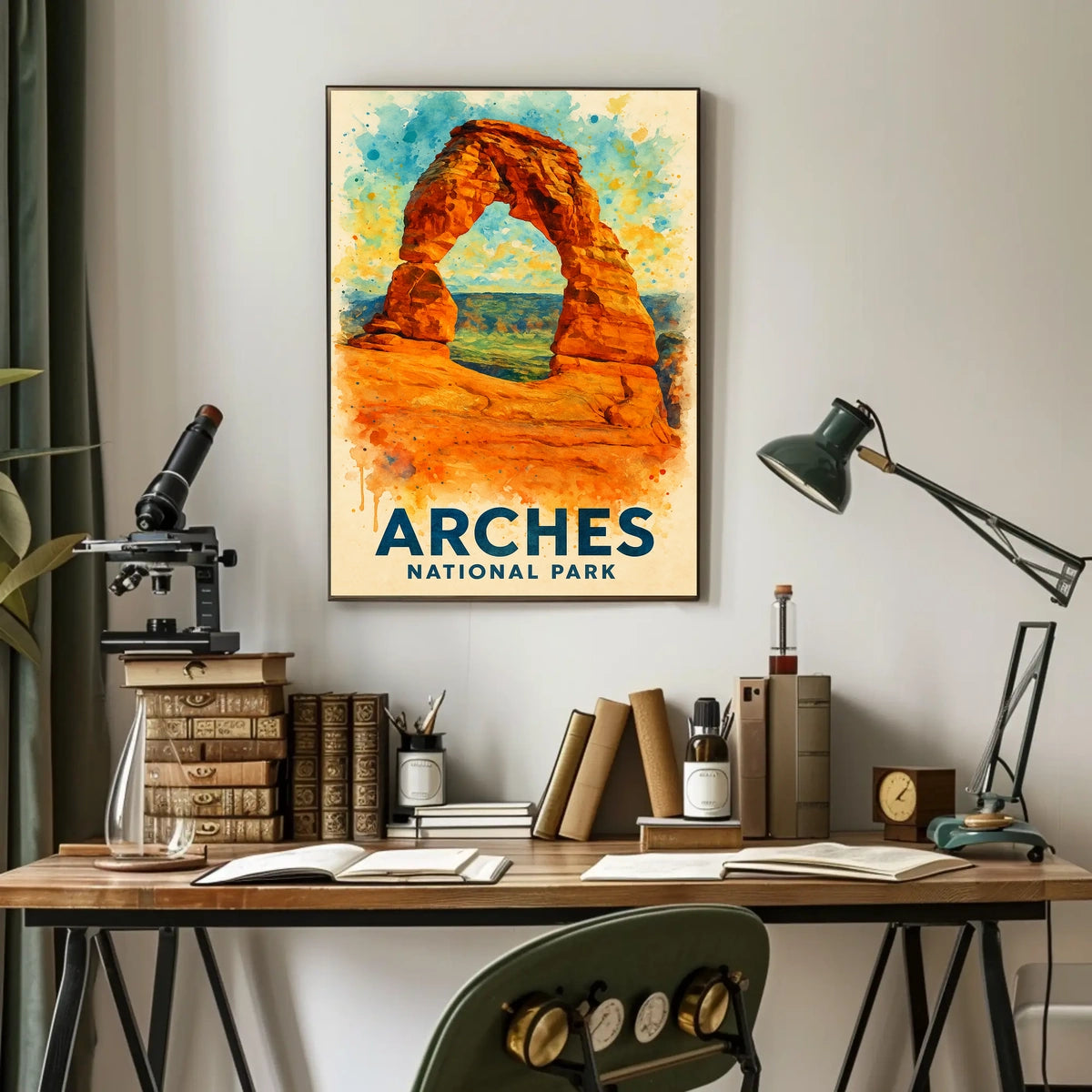 Arches National Park Watercolor Adventure Poster Art