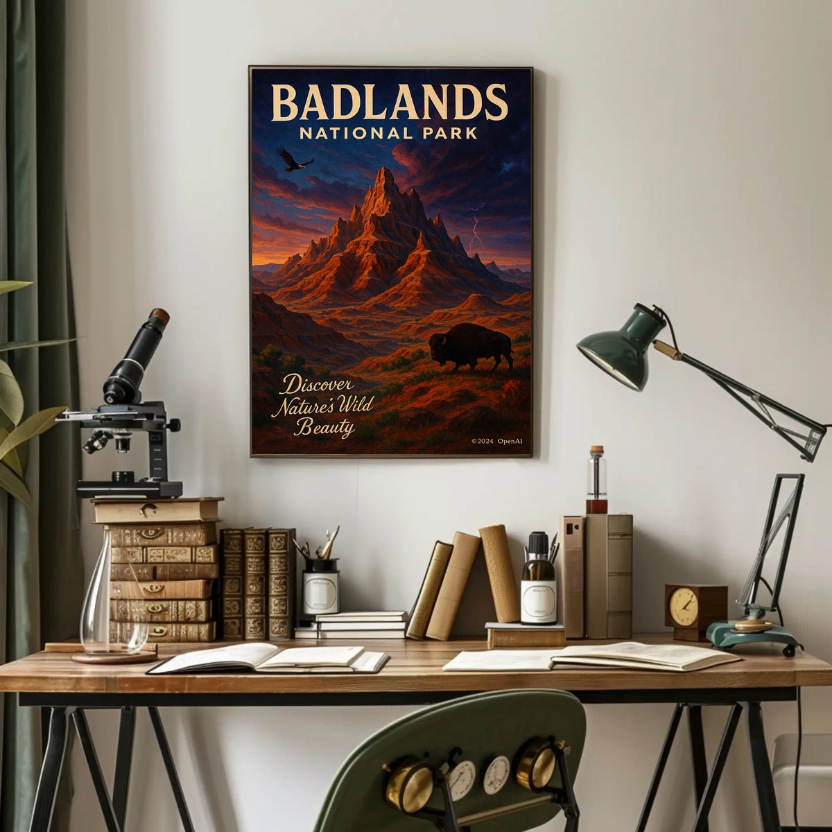 Badlands National Park Vintage Wilderness Poster Art