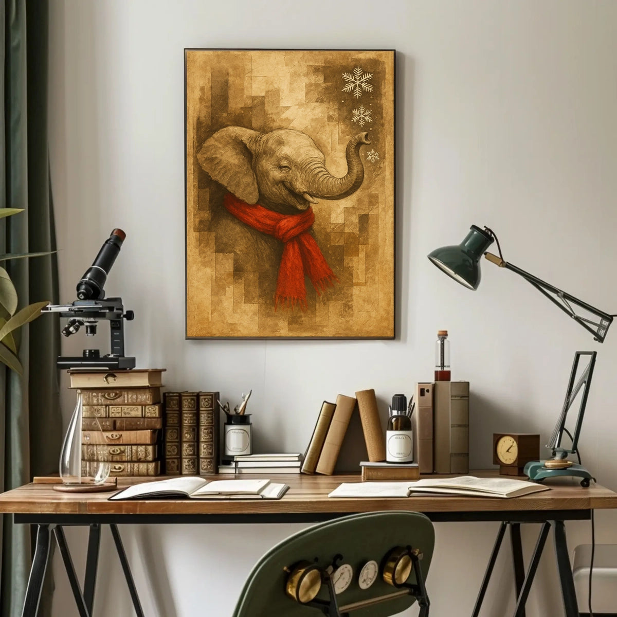 Festive Elephant in Winter Poster
