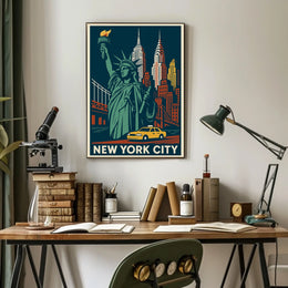 New York City Poster Vintage Travel Art Deco Wall Art