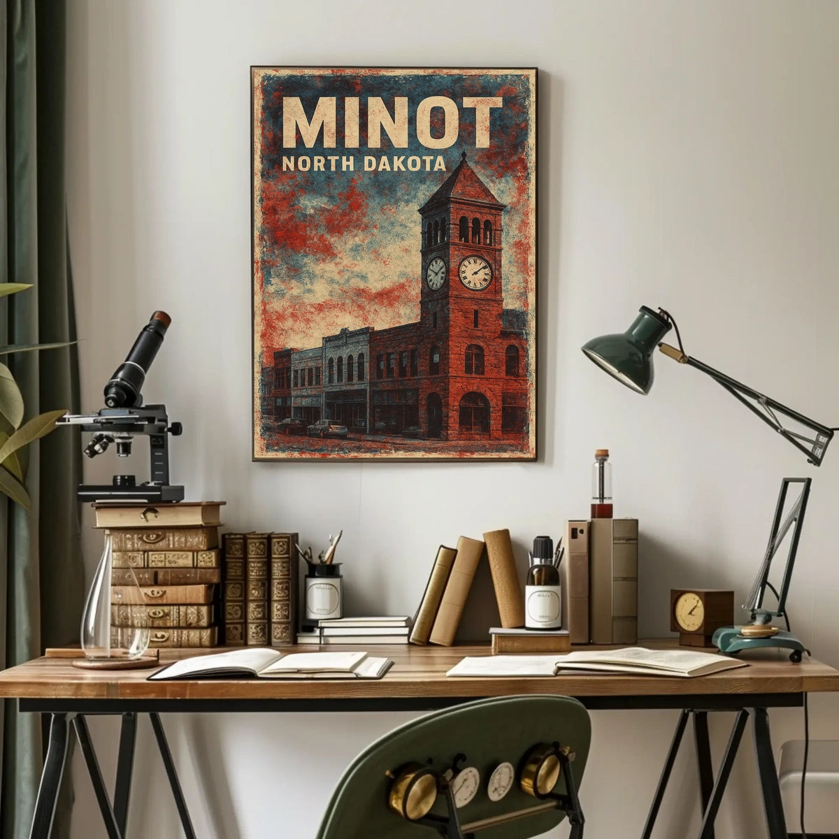 Minot North Dakota Scenic Vintage Travel Wanderlust Poster