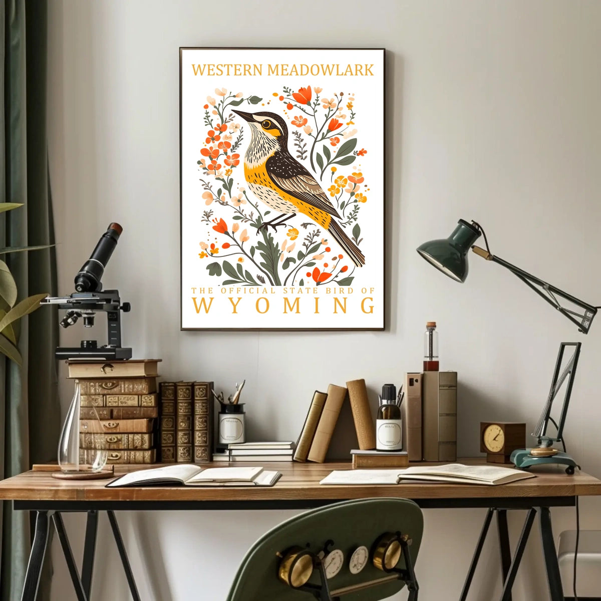 Western Meadowlark Wyoming State Bird Art Poster