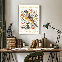 Western Meadowlark Wyoming State Bird Art Poster