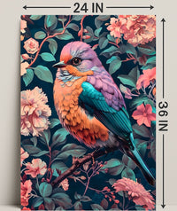 Vibrant Bird In Bloom William Morris Art Poster