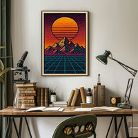 Retro-Futuristic Synthwave Landscape Futuristic Sci-Fi Poster