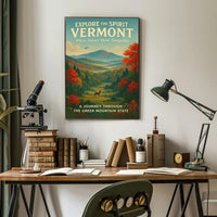Vermont Travel Poster Vintage Scenic Wall Art