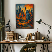 New York City Skyline Poster Modern Travel Wall Art