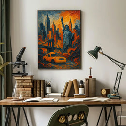 New York City Skyline Poster Modern Travel Wall Art