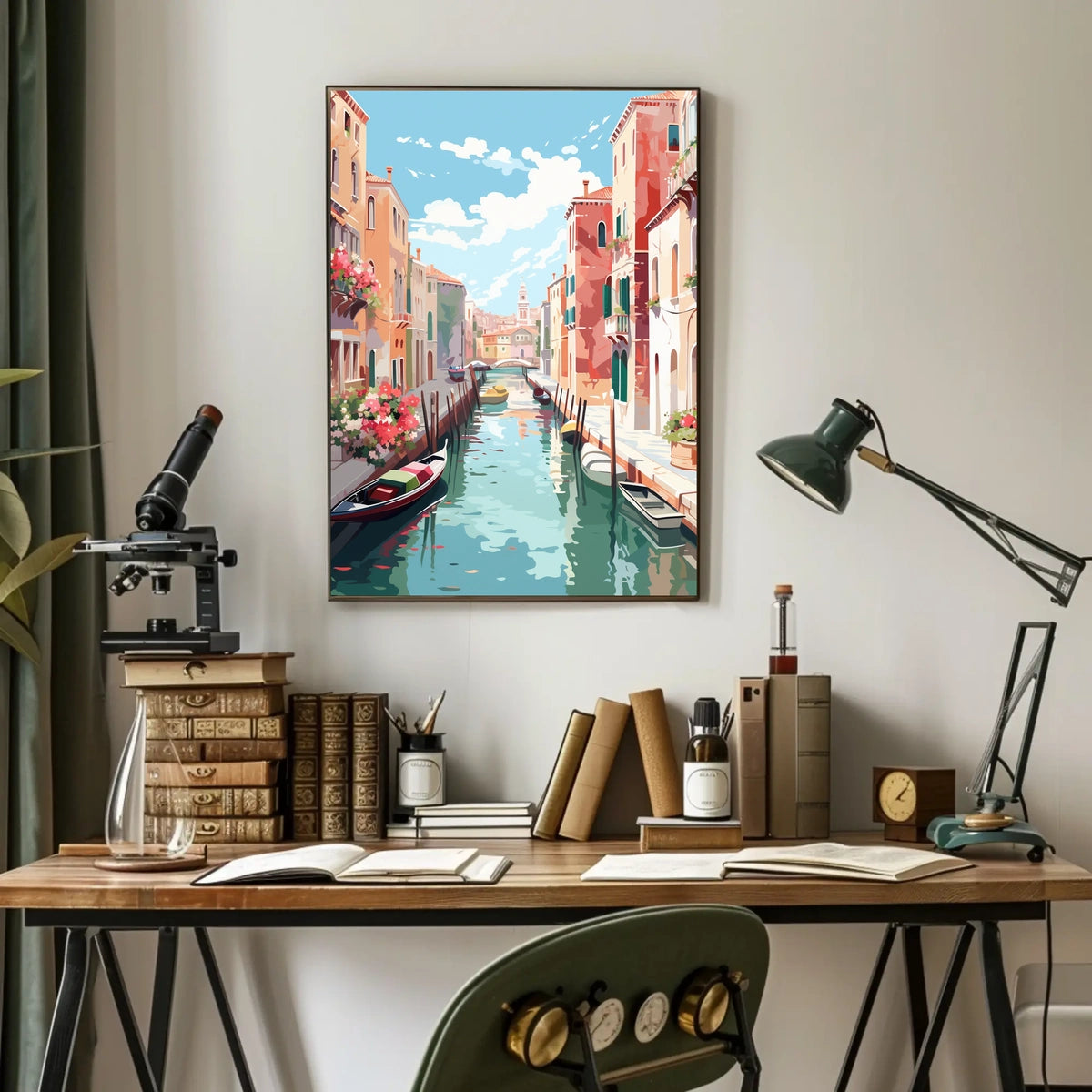 Venetian Canal Beauty Explored in Travel Poster